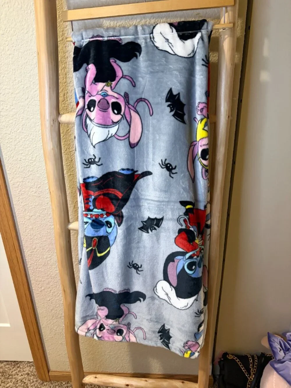 Disney Stitch & Angel Halloween Plush Throw Blanket 50x70 Vampire NWT